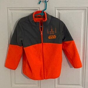 Star Wars X-Wing Orange and Gray Fleece Jacket Boys Size 4